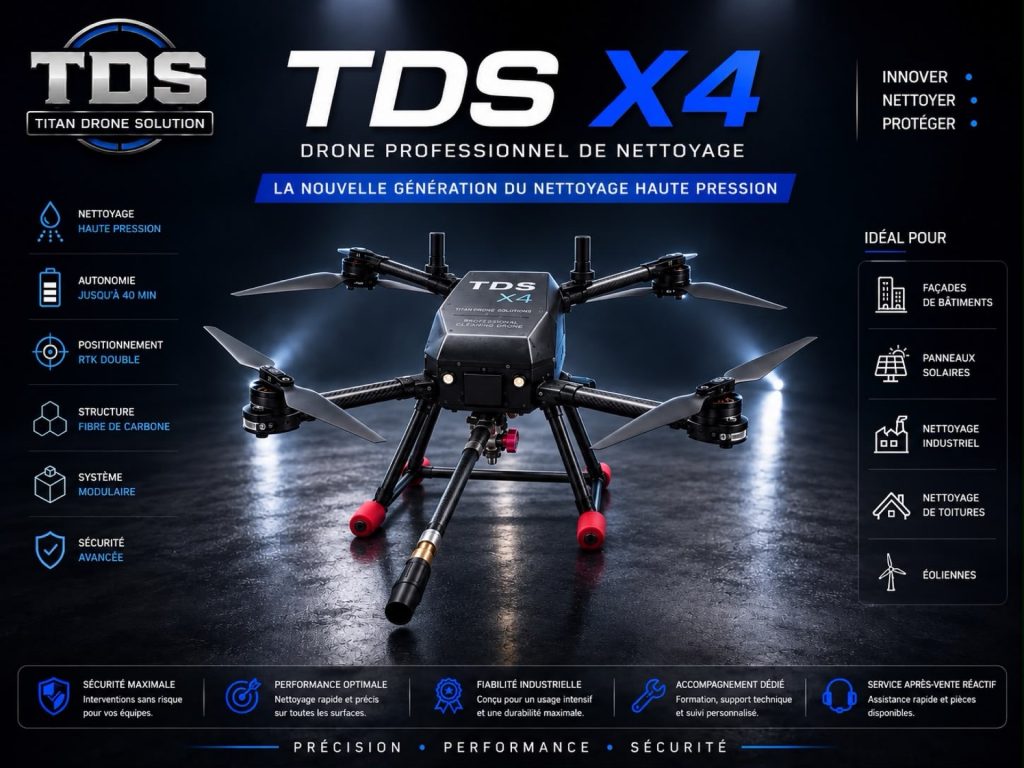 Drone professionnel pour nettoyage industriel